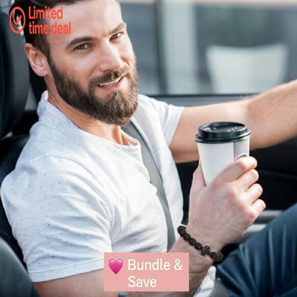 12 Natural Stone Cross Bracelets Set Christian Gift Stretch Fit - Picture 7 of 8